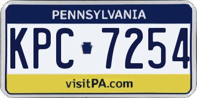PA license plate KPC7254