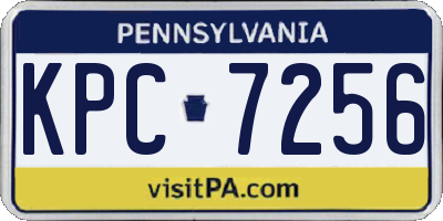 PA license plate KPC7256