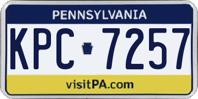 PA license plate KPC7257