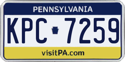 PA license plate KPC7259