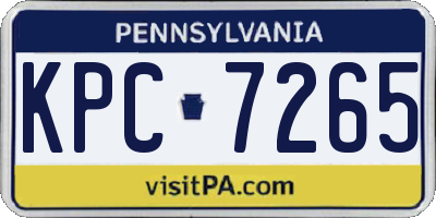 PA license plate KPC7265