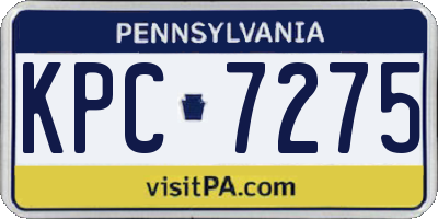 PA license plate KPC7275
