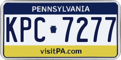 PA license plate KPC7277