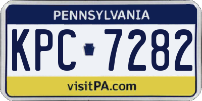 PA license plate KPC7282