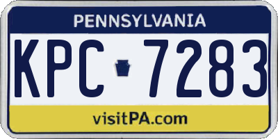 PA license plate KPC7283