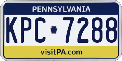 PA license plate KPC7288