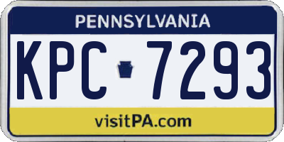 PA license plate KPC7293