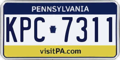 PA license plate KPC7311