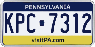 PA license plate KPC7312