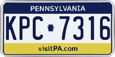 PA license plate KPC7316