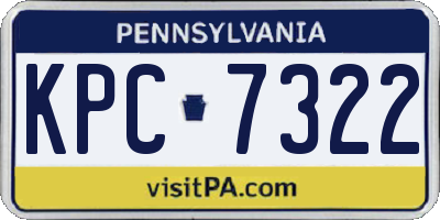 PA license plate KPC7322