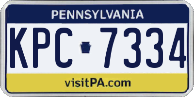 PA license plate KPC7334