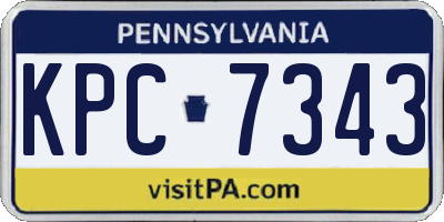 PA license plate KPC7343