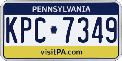 PA license plate KPC7349