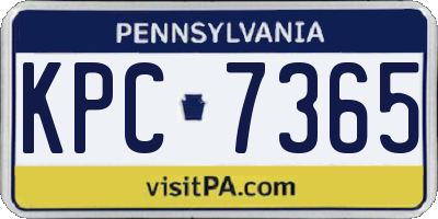 PA license plate KPC7365