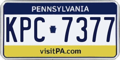 PA license plate KPC7377