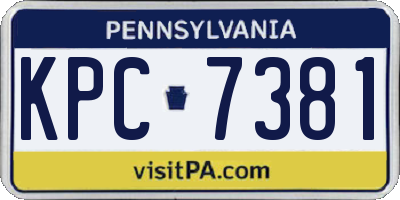 PA license plate KPC7381