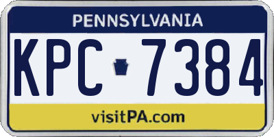 PA license plate KPC7384