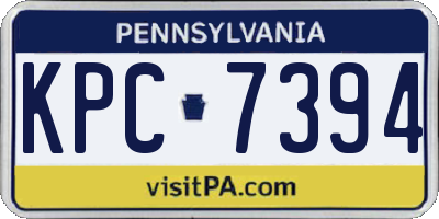 PA license plate KPC7394