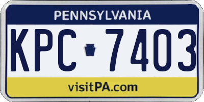 PA license plate KPC7403