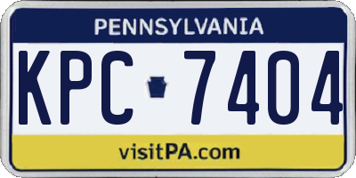 PA license plate KPC7404