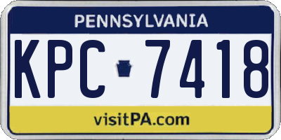 PA license plate KPC7418