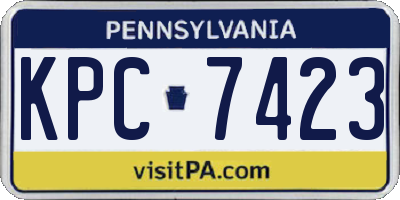 PA license plate KPC7423