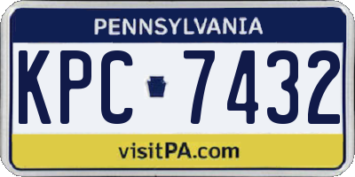 PA license plate KPC7432