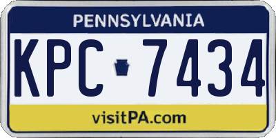 PA license plate KPC7434