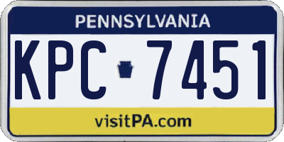 PA license plate KPC7451