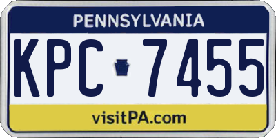 PA license plate KPC7455