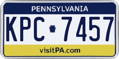 PA license plate KPC7457