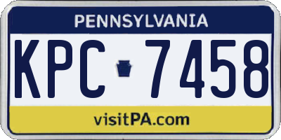 PA license plate KPC7458