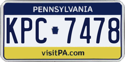 PA license plate KPC7478