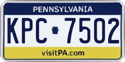 PA license plate KPC7502