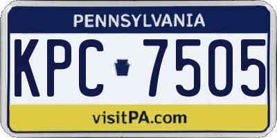 PA license plate KPC7505