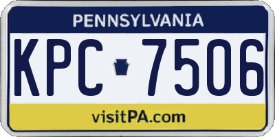 PA license plate KPC7506