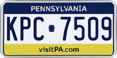 PA license plate KPC7509