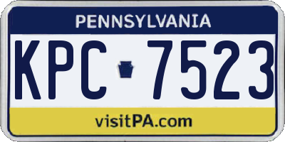PA license plate KPC7523