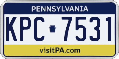 PA license plate KPC7531