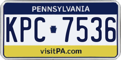 PA license plate KPC7536