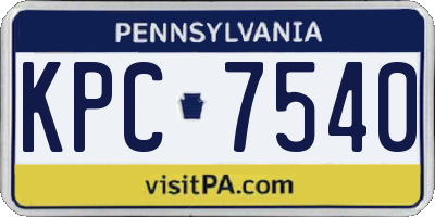 PA license plate KPC7540