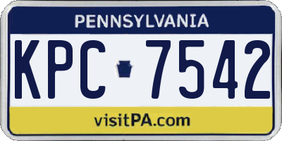 PA license plate KPC7542