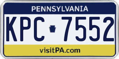 PA license plate KPC7552