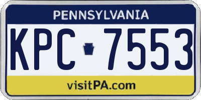 PA license plate KPC7553
