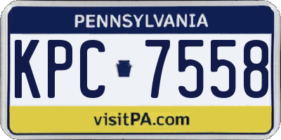 PA license plate KPC7558