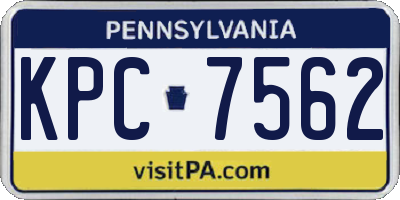 PA license plate KPC7562