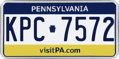 PA license plate KPC7572