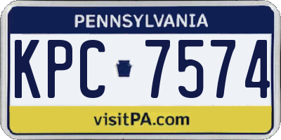 PA license plate KPC7574