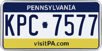 PA license plate KPC7577